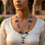 Load image into Gallery viewer, Silver Lapis Lazuli Necklace for Women | Beaded Jewelry