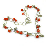 Load image into Gallery viewer, Silver Carnelian Bead Chain Necklace for Women | Gift Jewelry