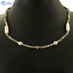 Load image into Gallery viewer, Labradorite and gold plating bead necklace, gemstone jewelry for women, unique necklace design, natural stone necklace