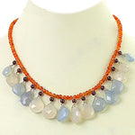 Load image into Gallery viewer, Gemstone Beaded Necklace | Chalcedony & Garnet Jewelry for Women