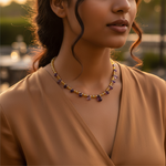 Load image into Gallery viewer, Gemstone Beaded Necklace | Yellow & Purple Stones | Women's Jewelry