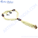 Load image into Gallery viewer, A stunning beaded seed necklace with silver accents, perfect for women's fashion and adding elegance to any outfit.