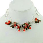 Load image into Gallery viewer, Silver Beaded Statement Necklace | Red & Green Gemstones | Gift