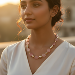 Load image into Gallery viewer, Rose Quartz Bead Necklace | Gold Accents | Women's Jewelry Gift