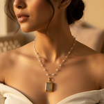 Load image into Gallery viewer, Silver Beaded Necklace with Square Pendant | Women's Gift