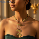 Load image into Gallery viewer, Silver Green Stone Tassel Necklace for Women | Fashion Jewelry