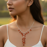 Load image into Gallery viewer, Silver Carnelian Drop Necklace for Women | Gemstone Jewelry