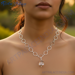 Load image into Gallery viewer, Silver Hexagon Chain Necklace with Crystal Pendant | Women's Jewelry