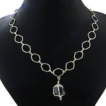 Load image into Gallery viewer, Silver Hexagon Chain Necklace with Crystal Pendant | Women's Jewelry