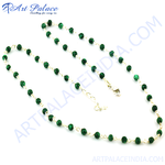 Load image into Gallery viewer, gold plating plated necklace with round green malachite beads. Elegant necklace for women.