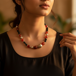 Load image into Gallery viewer, Beaded Gemstone Necklace | Red & Black Stone Jewelry for Women