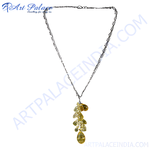 Load image into Gallery viewer, Sterling silver citrine gemstone pendant necklace, featuring a cluster of yellow citrine stones.