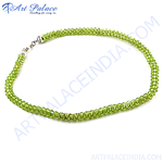 Load image into Gallery viewer, Green peridot bead anklet made of sterling silver for women
