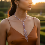 Load image into Gallery viewer, Amethyst & Crystal Beaded Necklace | Long Lariat Necklace for Women
