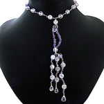 Load image into Gallery viewer, Amethyst & Crystal Beaded Necklace | Long Lariat Necklace for Women