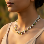 Load image into Gallery viewer, Pearl & Gemstone Crochet Necklace | For Women | Handmade Jewelry