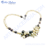 Load image into Gallery viewer, A multicolor baroque pearl necklace featuring white and dark gray pearls, perfect for women.