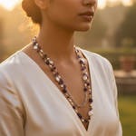 Load image into Gallery viewer, Amethyst & Pearl Beaded Necklace | Long Chain Necklace For Women