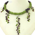 Load image into Gallery viewer, Green Peridot & Garnet Beaded Necklace for Women | Unique Jewelry