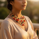 Load image into Gallery viewer, Multi-Strand Gemstone Necklace | Red & Black Stone Jewelry