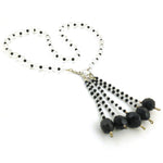 Load image into Gallery viewer, Clear Quartz & Onyx Bead Tassel Necklace | Art Palace Jewelry