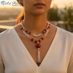 Load image into Gallery viewer, Silver Carnelian Tassel Necklace for Women | Gemstone Jewelry