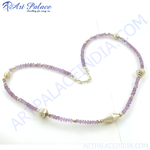 Load image into Gallery viewer, Amethyst bead necklace with silver accents, lavender gemstone, women's fashion jewelry