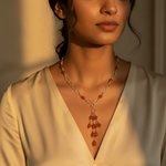 Load image into Gallery viewer, Silver Orange Gemstone Beaded Necklace | Women's Jewelry Gift