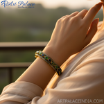 Load image into Gallery viewer, gold plating Bangle Bracelet with Emeralds and Sapphires | Luxury Jewelry