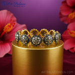 Load image into Gallery viewer, gold plating & Black Diamond Bracelet | Floral Design for Women