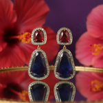 Load image into Gallery viewer, Sapphire & Ruby Drop Earrings | gold plating-Plated Jewelry for Women