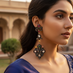 Load image into Gallery viewer, Vintage Ruby Emerald Diamond Earrings | Dangle Earrings for Women