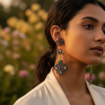 Load image into Gallery viewer, Vintage Ruby Emerald Diamond Earrings | Dangle Earrings for Women