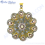 Load image into Gallery viewer, Yellow gold plating floral pendant with diamonds, ideal for gifting or daily wear.