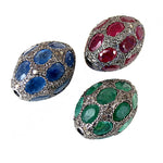 Load image into Gallery viewer, Gemstone Beads in Silver | Ruby, Sapphire, Emerald | Luxury Jewelry