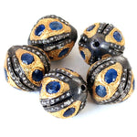 Load image into Gallery viewer, Sapphire & gold plating Beads | Oxidized Silver Beads for Jewelry