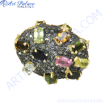 Load image into Gallery viewer, Multi-stone gemstone cocktail ring with a variety of colorful stones.