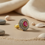 Load image into Gallery viewer, Ruby & Diamond Halo Ring | gold plating Plated | Women's Jewelry Gift