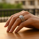 Load image into Gallery viewer, gold plating Ring with White Stone Inlay for Women | Statement Jewelry