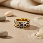 Load image into Gallery viewer, gold plating Ring with White Stone Inlay for Women | Statement Jewelry
