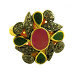 Load image into Gallery viewer, gold plating Ruby & Emerald Ring | Cocktail Ring for Women