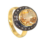 Load image into Gallery viewer, Yellow Citrine Ring for Women | gold plating & Diamond Ring