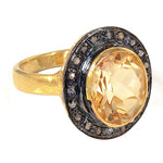 Load image into Gallery viewer, Citrine & Diamond Accent Ring in gold plating | Women's Ring