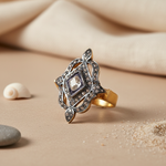 Load image into Gallery viewer, Vintage Diamond Ring | Gold plating & Pave Diamonds | Luxury Jewelry