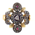 Load image into Gallery viewer, Ruby & Diamond Ring for Women | gold plating & Silver Filigree Ring