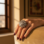 Load image into Gallery viewer, gold plating Diamond Ring for Women | Floral Design | Engagement Gift