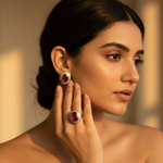 Load image into Gallery viewer, Ruby Earrings & Ring Set | gold plating Plated Jewelry | Gift for Her