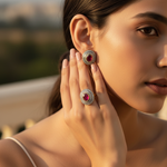 Load image into Gallery viewer, gold plating Ruby Ring and Earrings Set for Women | Gift Jewelry