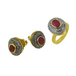 Load image into Gallery viewer, gold plating Ruby Ring and Earrings Set for Women | Gift Jewelry