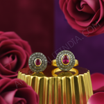 Load image into Gallery viewer, Ruby Stud Earrings & Ring Set | gold plating Finish Jewelry